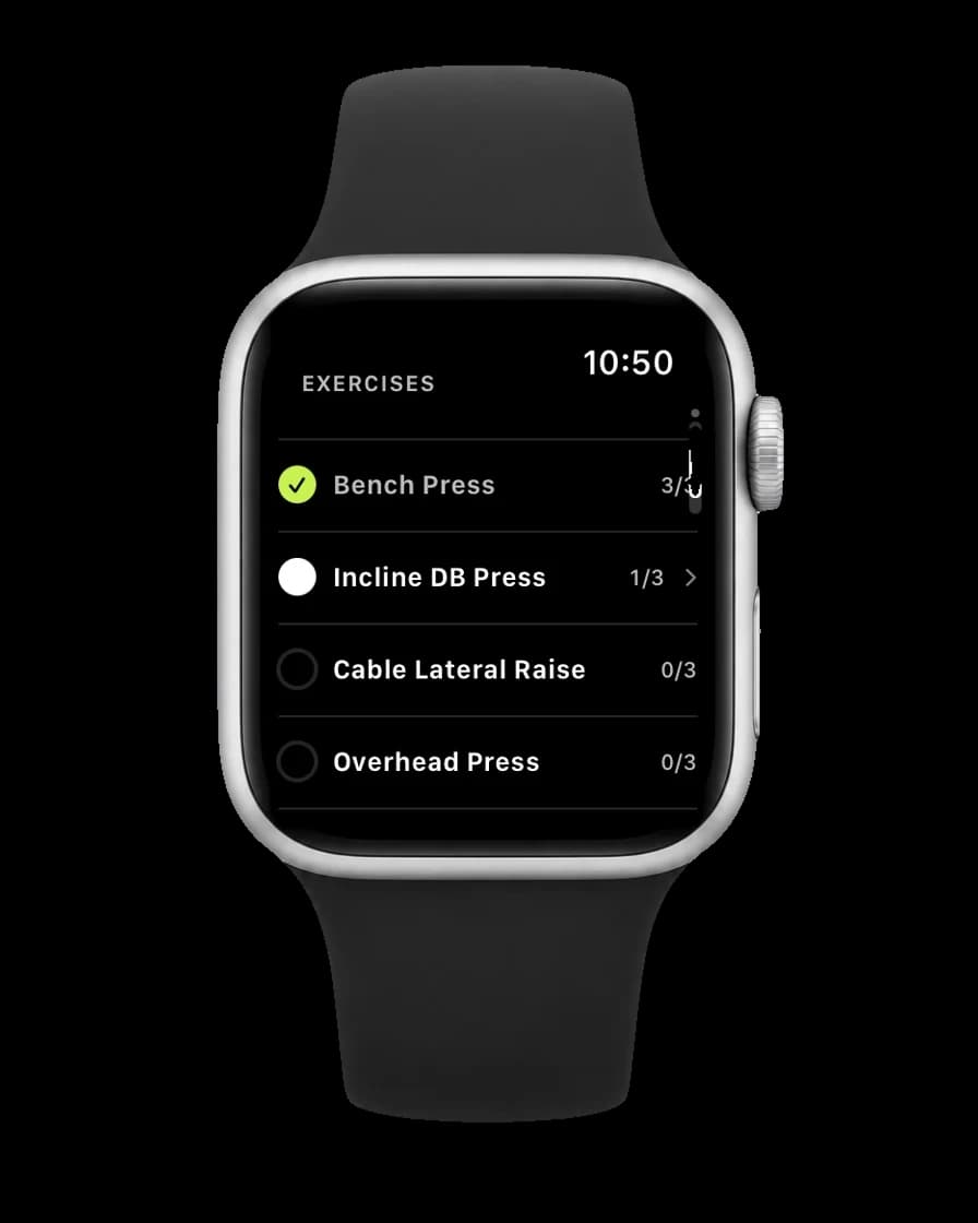 Daily Reps exercise list on Apple Watch